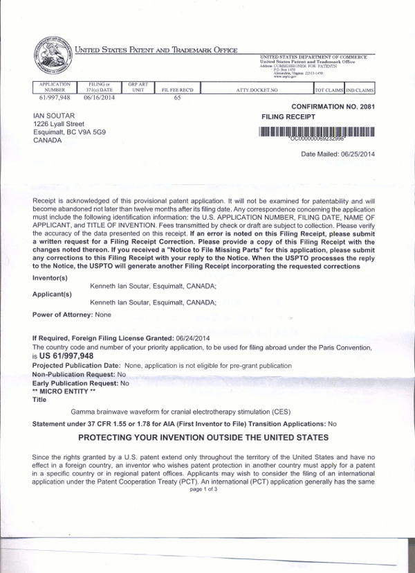 Harmonic CES 40 Hertz Provisional Patent.